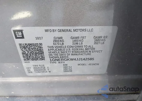 2018 Chevrolet Traverse 1Lt from USA, damaged, VIN 1GNERGKW4JJ142585